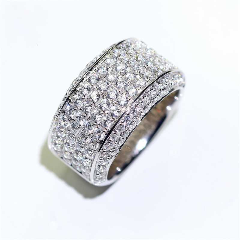 

925 Sterling Silver Plated 18k White Gold Men's Ring 3 Karat Simulation Diamond Luxury Atmosphere Personality