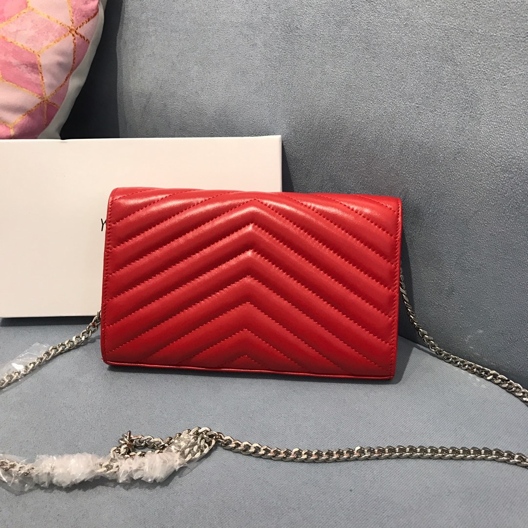 

1168-1 Lady Evening Chain Bags Lambskin Caviar Leather Classic V Line Thread with Cover Envelope Crossbody Bag