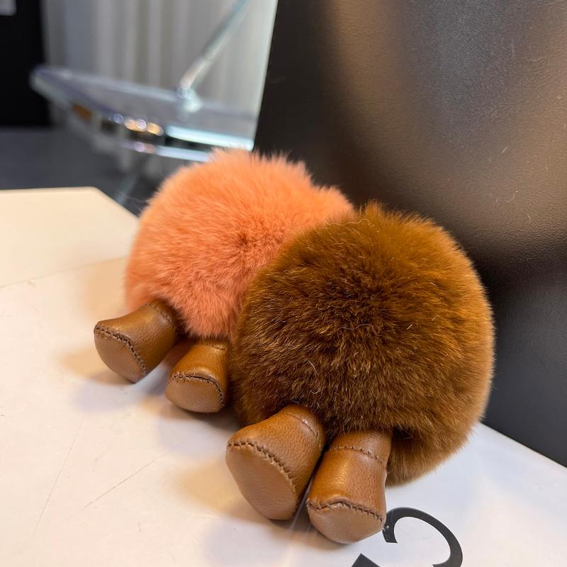 

Keychains Real Rex Fur Keychain Ball Pompom Key Ring Pendant Car Bag Charm Design Fluffy Decoartion, Silver