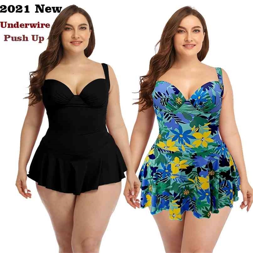 

Push Up Swimsuit Women Plus Size Swimwear Large Big Plussize Swimming Suits Beachwear Bathing 210702, 03705 black
