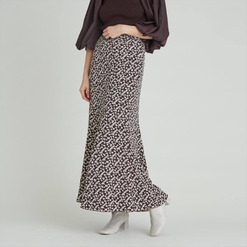

spring summer elegant trumpet korean womens skirt chic print high waist woman fashion vintage simple loose jupe, Black