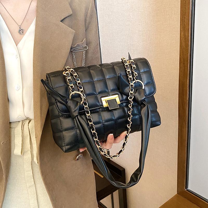 

VreyMe Luxury Designer Lady Chain Handbags High Quality Leather Shoulder Pack Large Capacity Crossbody Bags Elegant Bolsos Mujer, Black