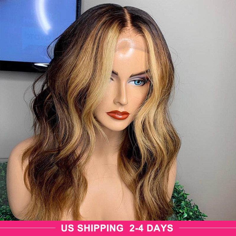 

Ishow Pre-Plucked 13*1 Human Hair Lace Front Wigs Lace Part Wig T1b/27 Body Wave Human Hair Wigs Hightlight 4/27 Omber Color, Brazilian hair