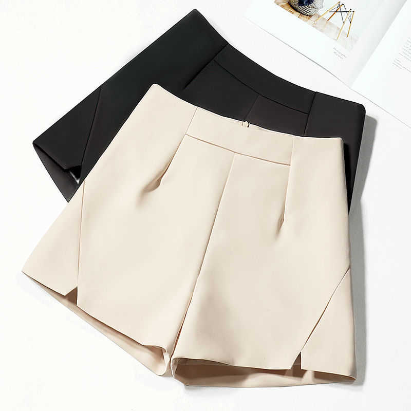

Plus Size 3XL Chiffon Shorts Women Summer Thin High Waist Shorts Black White Short Femme Elegant Office Suit Womens Shorts C6157 210611, White shorts