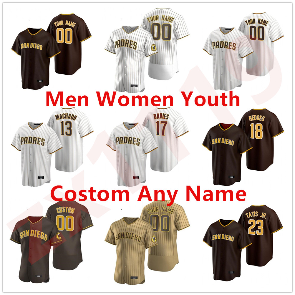 

Custom 2021 Padres Tony Gwynn Jersey Fernando Tatis Jr. Manny Machado Eric Hosmer Trevor Hoffman Hunter Renfroe Brown Baseball Jerseys, Blue;black