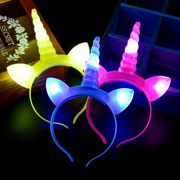 

Halloween Gift Unicorn Headband LED Flash Light Kids gift Halloween Party Decoration Light Up Unicorn Head Bands