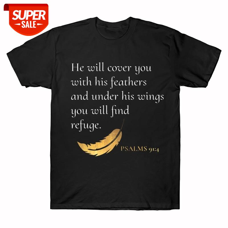 

Christian Faith Psalms 91:4 Letter Printing T Shirt Jesus Tees New Arrival Fashion Men Women Casual 100%Cotton Tee Streetwear #5p8g, White;black