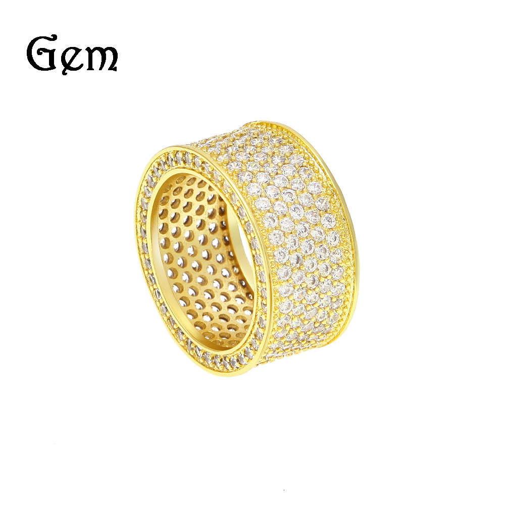 

New gold plated blingbling micro zircon ring men's hip hop jewelry