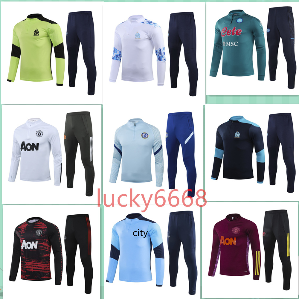 

2020 2021 kids and adult Training Suit 20 21 Survetement Soccer Tracksuit Maillots de Foot Chandal Kit, Black