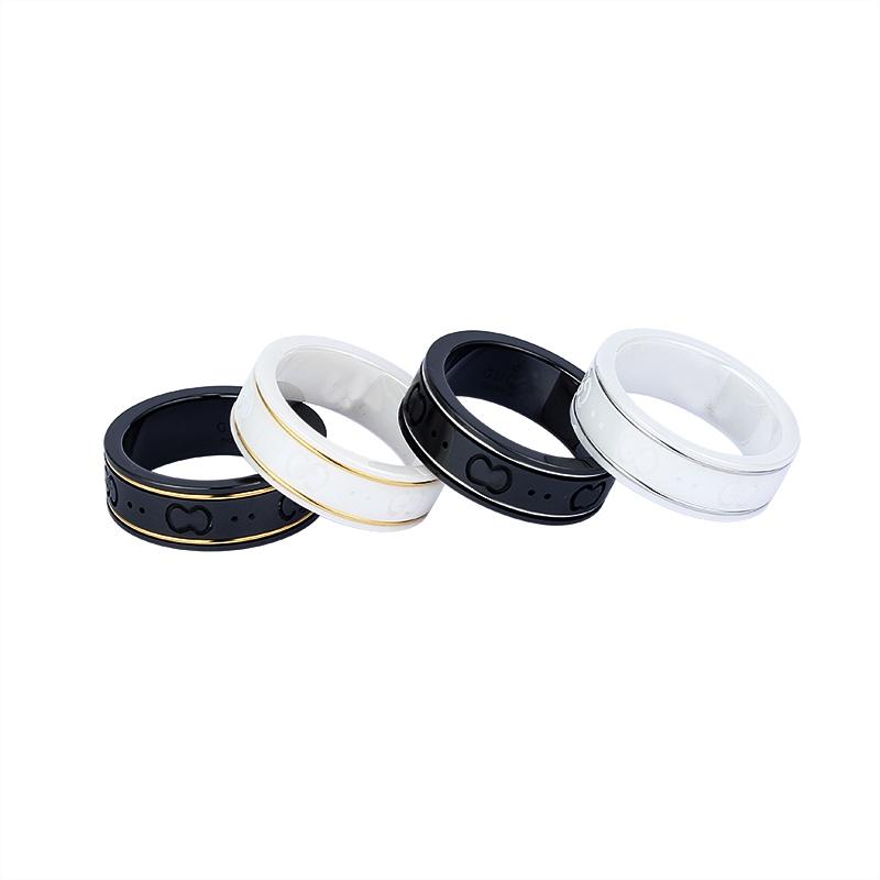 

Gold Silver Ceramic Band Rings Black White for Women Men jewelry