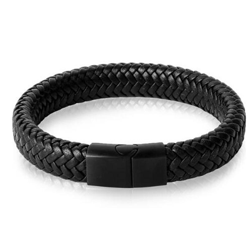 

Bangle Classic Black Blue Fashion Braided Leather 18.5Cm20Cm22Cm Punk Magnetic Clasp Bracelet Men's Jewelry