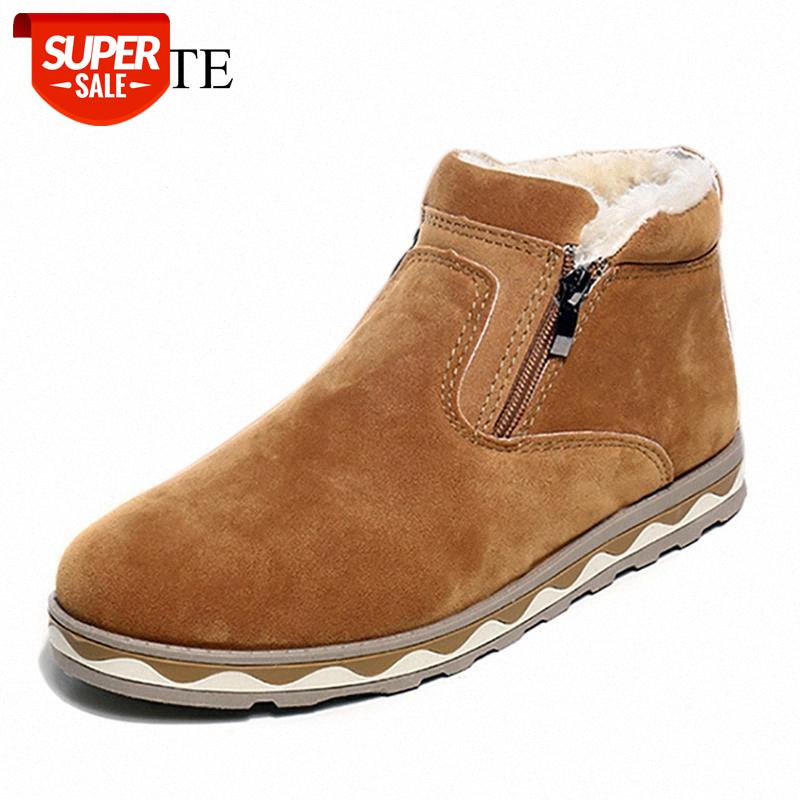 

New Warm Boots Men's Casual Zipper Men's Shoes Students Plus Cotton Warm Shoes Men Botas chaussure homme Snow Boots #3z6y