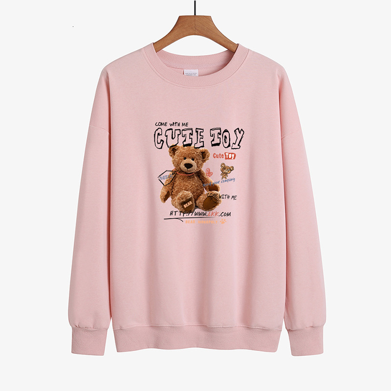 

2021 Brand Quality 100%cotton Letter Print Cartoons Women Sweatshirt Oversized Loose Casual Girls Pullovers Autumn New Plus Size Gcj5, Beige