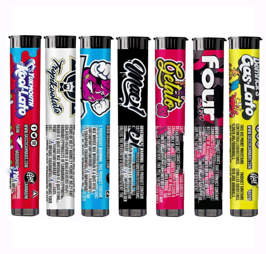 

Empty 1 Gram Gasco Mac1 Alienlabs Connected CALI-X Plastic Preroll Tube white and Black Cookies Jokes Up BackPackBoyz Preroll Tube Packaging