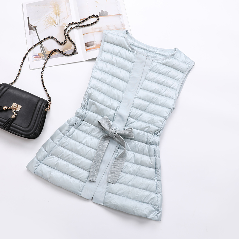 

2021 New Winter Ultra Light Jacekt Women White Duck Down Er Coat Female Warm Slim Sleeveless Vest Short Waistcoat Dl60, Black