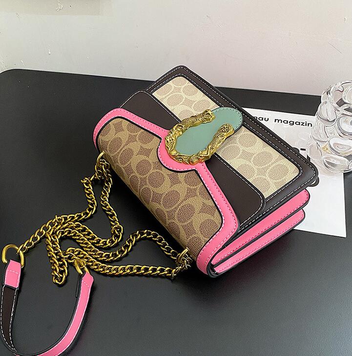 

Factory Outlet women shoulder bags sweet and lovely polka dot handbags personality golden hasp chain bag street trend contrast leather handbag