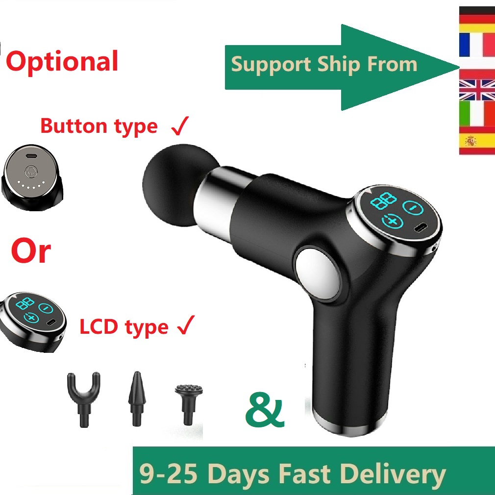 

Fascia Mini Massager Gun Muscle Relaxer Electric LCD Portable Meridian Massage Device Health Fitness Type-C Charging 4pcs Heads