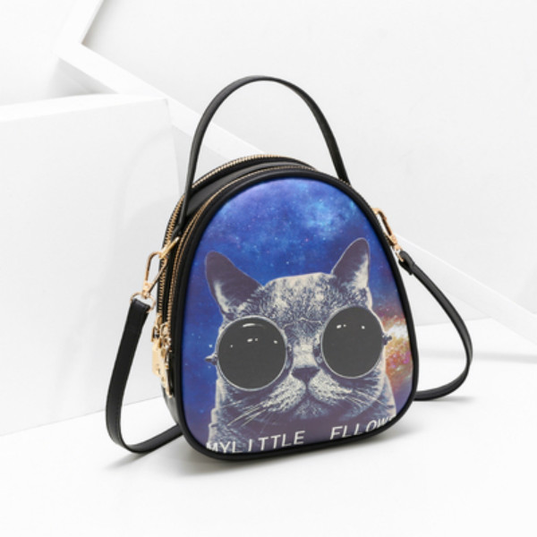

Girl's messenger bag 2021 new printing dual-purpose backpack multi-functional personalized soft leather one shoulder Mini Bag