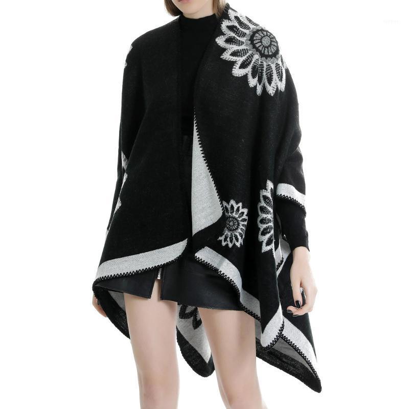 

Scarves Shoulder Abstract Print Design Cloak T-stage Fashion Super Strong Lady Echarpe Hiver Femme Invierno Mujer Warm Scarf #LR3, Blue;gray