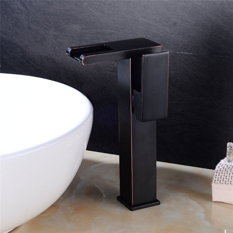 

2021 New Led Chrome/black Oil Brushed Waterfall Brass Faucet Bathroom Deck Mounted Basin Sink Mixer Tap 1ylh