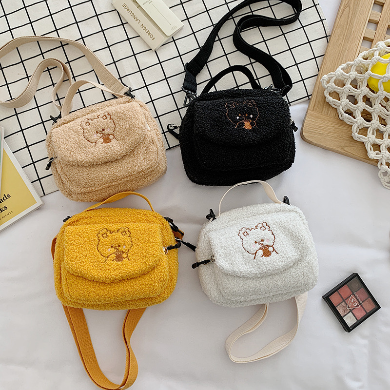 Femmes Mini peluche sac à bandoulière femme petite toile hbp sacs à bandoulière dames broderie fermeture éclair tissu sac à main sac de téléphone