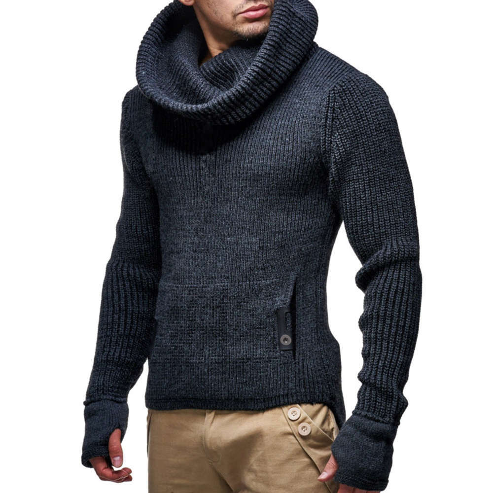 

Turtleneck sweater coat knitwear large men's fashion, Black;brown