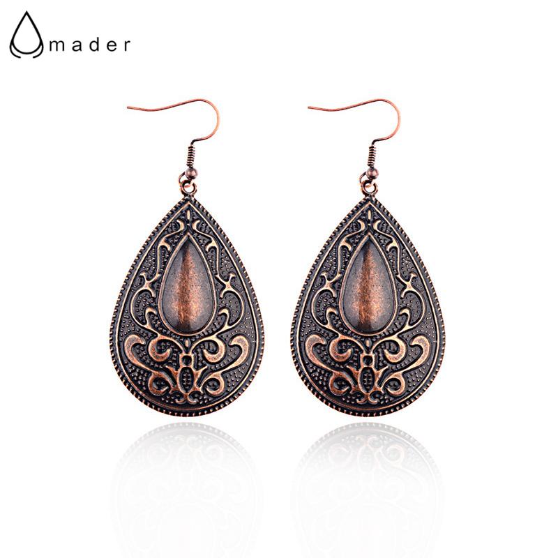 

Dangle & Chandelier Amader 2021 Classic Women's Bronze Water Drop Shape Earrings Vintage Flowers Carved Earings Bohemian Accessories HEA088