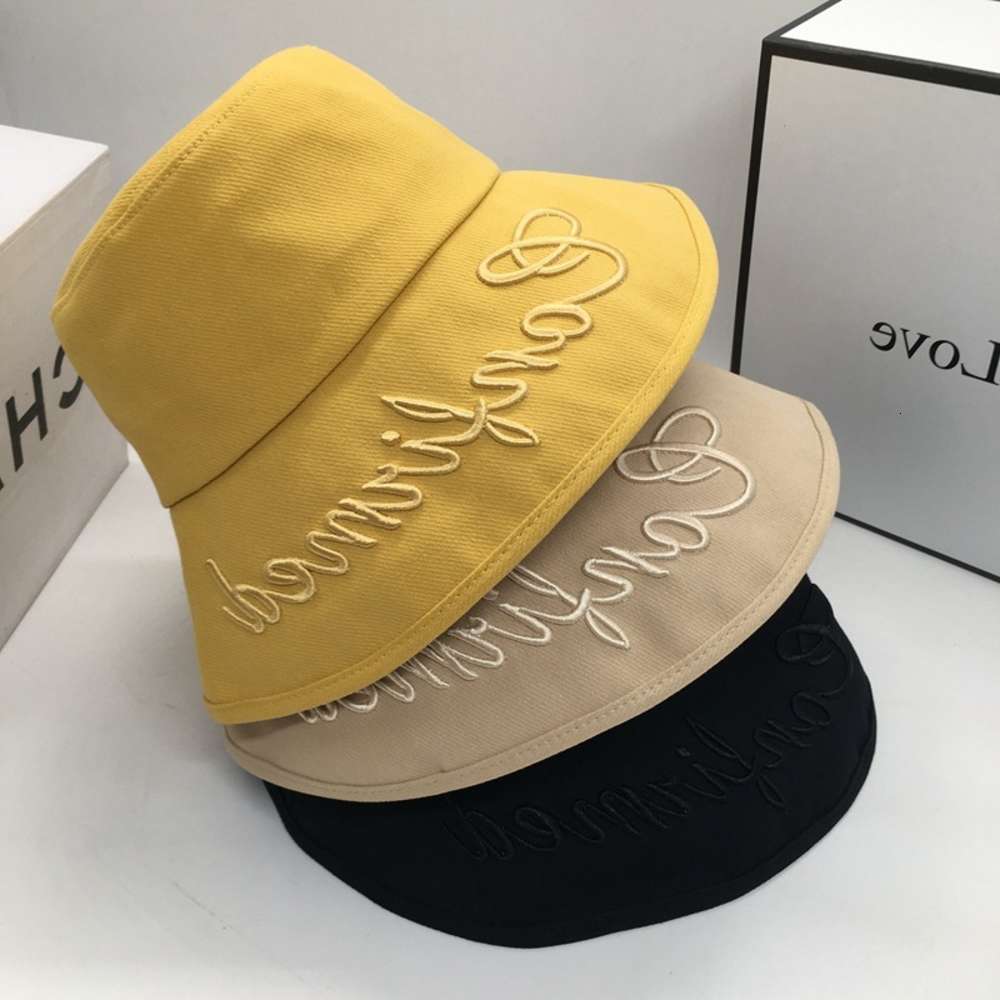 

Korean lettered embroidered fisherman's hat female summer leisure traveling eaves outdoor sun male, Blue;gray
