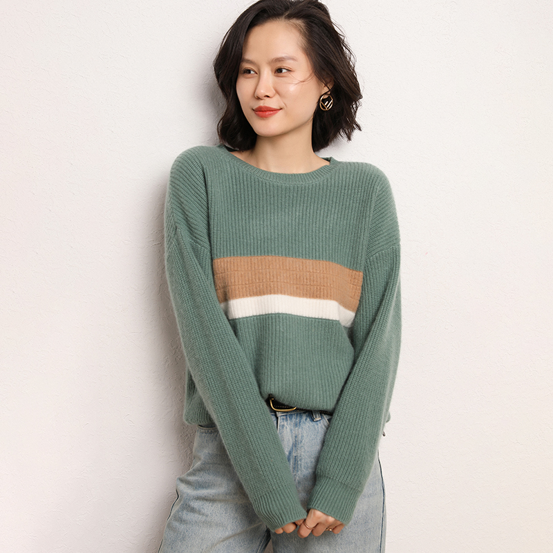 

2021 New Female Long Autumn Winter Sleeve Women Thickening Women's Knitting Jumper Warm 100% Cashmere O-neck Sweater Sh9h, Turquoise-green