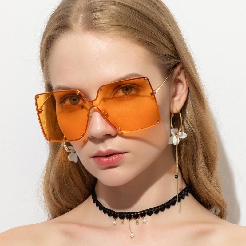 

Sunglasses Fashion Yellow Square One Piece Alloy Oversized Glasses 2021 Designer Shades Sunnies UV400 Unique Eyewear1