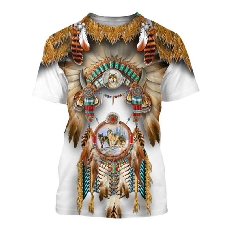 

Native Indian Wolf 3D Printed men t shirt Harajuku Fashion Short sleeve summer streetwear Unisex t tops LK-55 210706