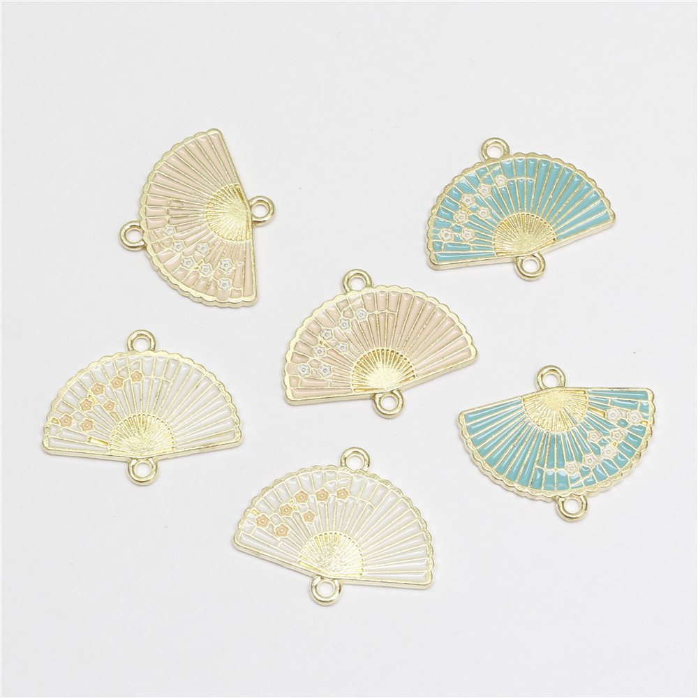 

20pcs/lot Enamel Fan Flower Alloy Drop Oil Charm Pendant Bracelet Charms DIY Crafting Jewelry Handicraft Accessories