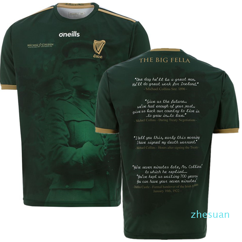 

1916 Galway tees Commemoration Polyester T-shirt outdour Jersey White 1916 IRELAND Michael Collins Jersey TRAINING RUGBY size --5XL, Limerick gaa vest