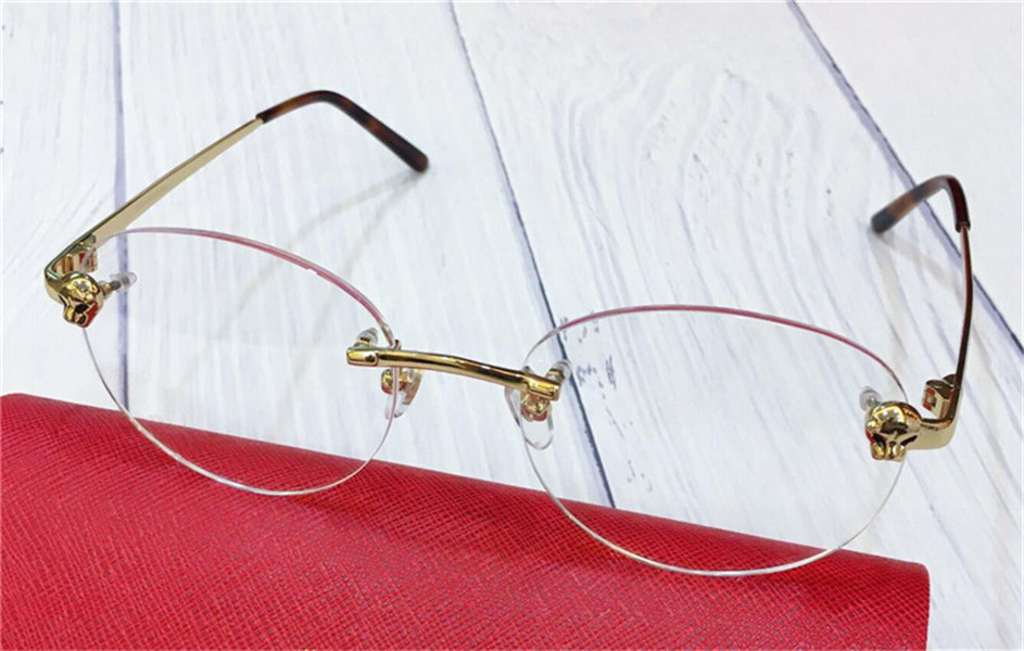 

New fashion design optical glasses 0028 round frameless animal head decoration elegant and generous style can be prescription clear lens