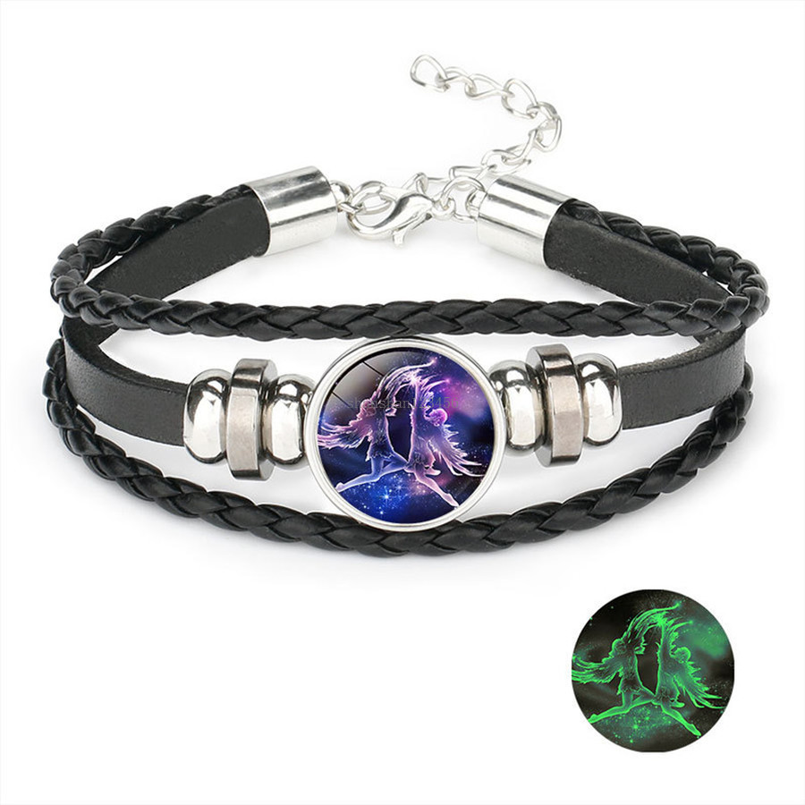 

12 glow in the dark Constell bracelet Horoscope Sign charm multilayer wrap bracelets for women fashion jewelry will and sandy gift