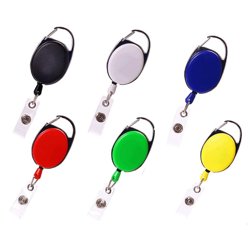 

Card Holders 1PCS Plastic Badge Reel Retractable Keychain ID Holder Simple Outdoor Keyring Key Chains For, Random color