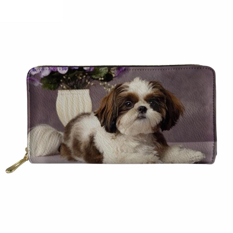 

Wallets Brand Design Woman Man Zipper Wallet Funny Dog Shih Tzu Print Clutch Coin Card Holder Fashion Large PU Leather Purse Murse Sumka, H5740z21