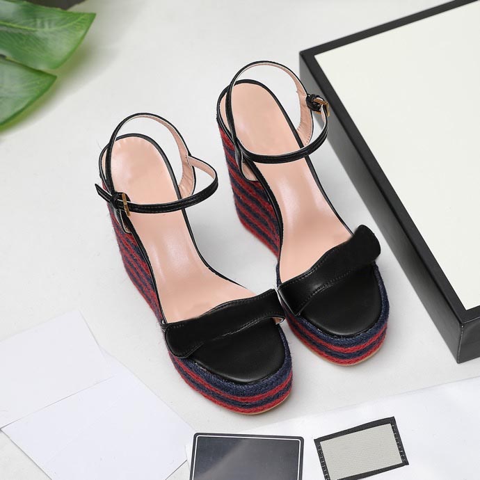 

Summer chunky heel Womens Sandals Hemp rope weaving Platform Wedges slippers slides Women thick bottom pumps Luxurys ladies dress office party Gladiator Shoes, 12