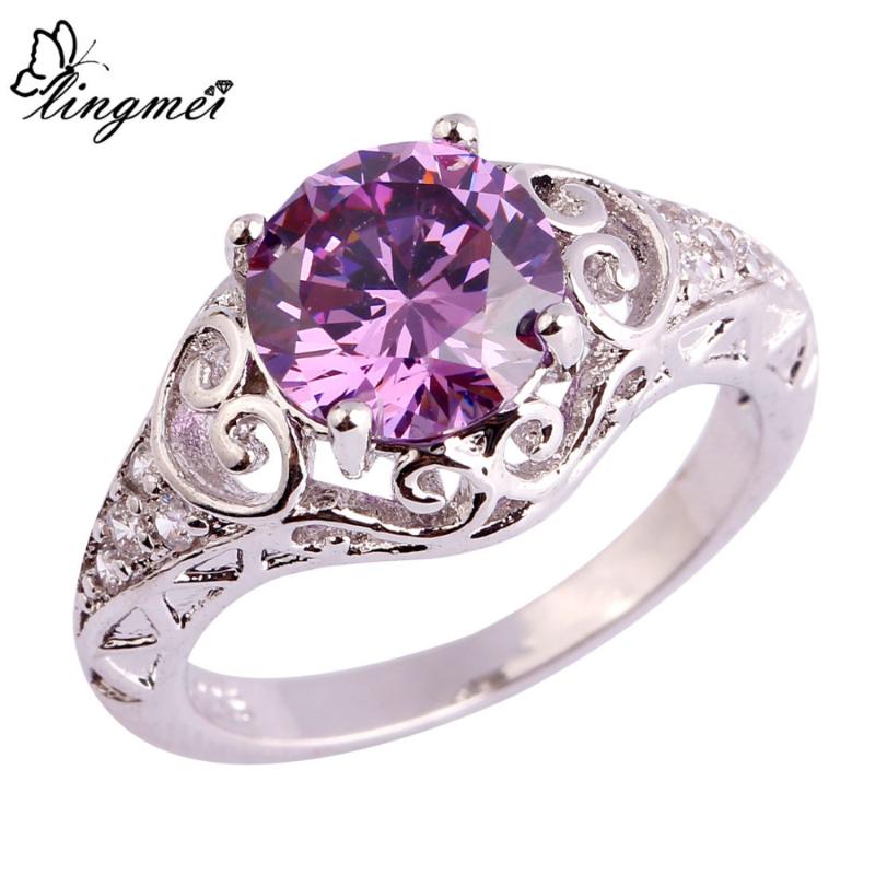 

Wedding Rings Lingmei Party Junoesque Purple White CZ Silver Size 6 7 8 9 10 11 Wholesale Women Fashion Jewelry, Slivery;golden
