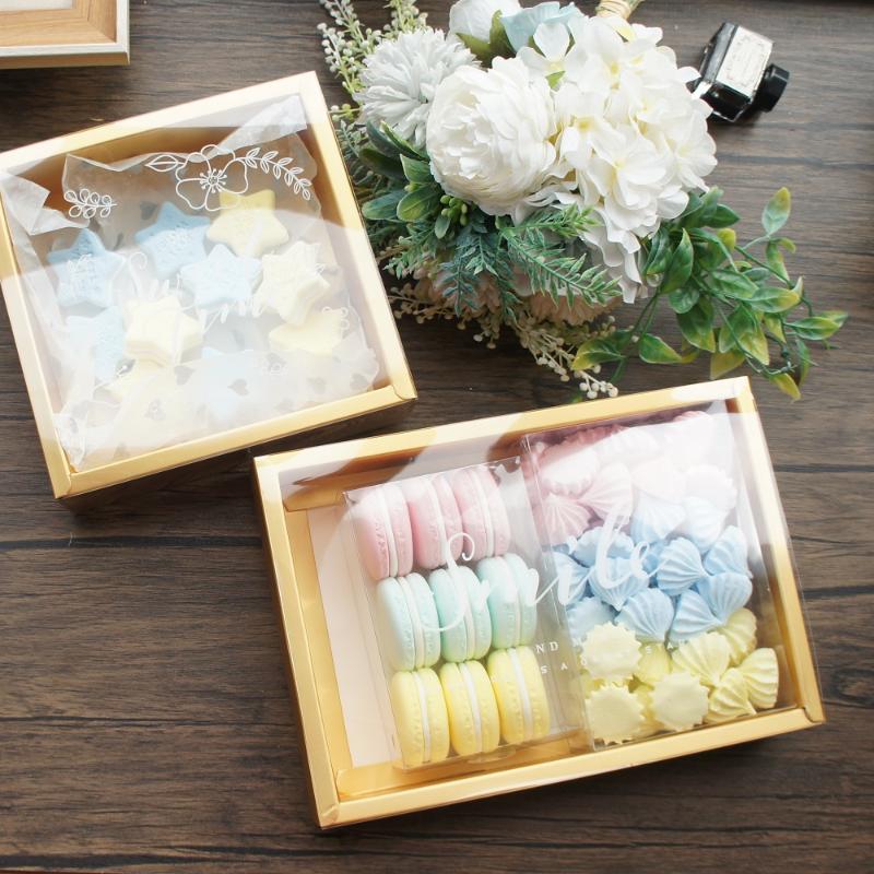 

Gift Wrap 2 Size 10set Gold Chocolate Sweet Paper Box With PVC Window As Wedding Christmas Birthday Candy Packaging
