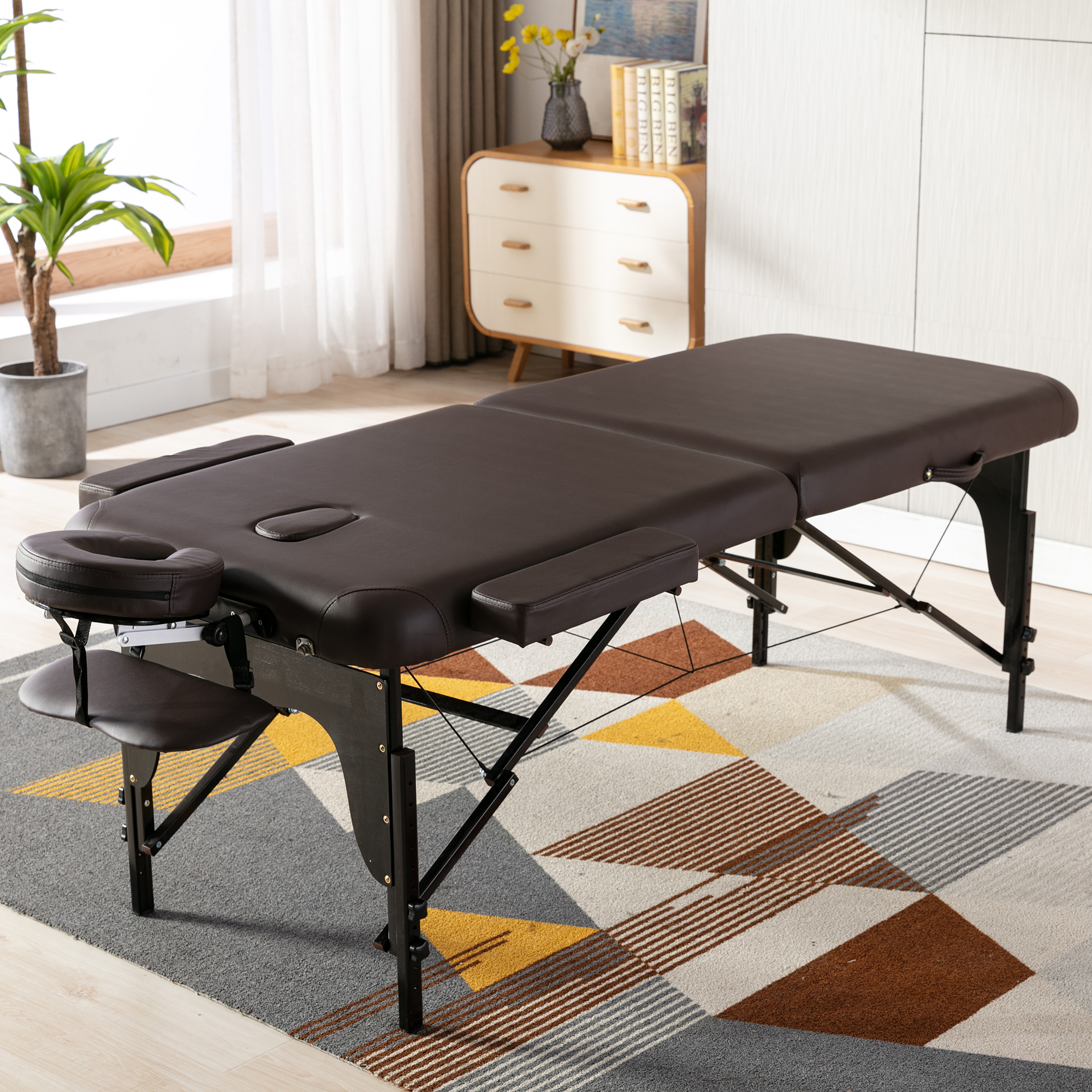 Bedroom Furniture Folding Portable Acupuncture Spa Table Adjustable Beauty Salon Facial Reiki Bed for Massage with Wooden Leg-image-662503017