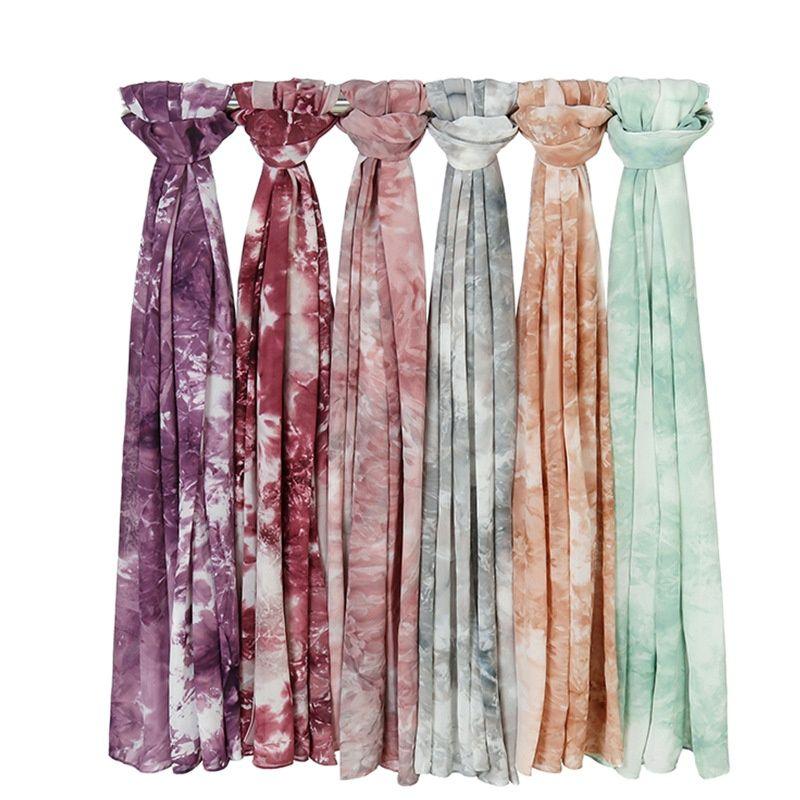 

Scarves 1 Pcs Plain Ombre Floral Bubble Chiffon Instant Hijab LadyGradient Scarf Shawls Bufandas Muslim Wrap Headband 12 Colors