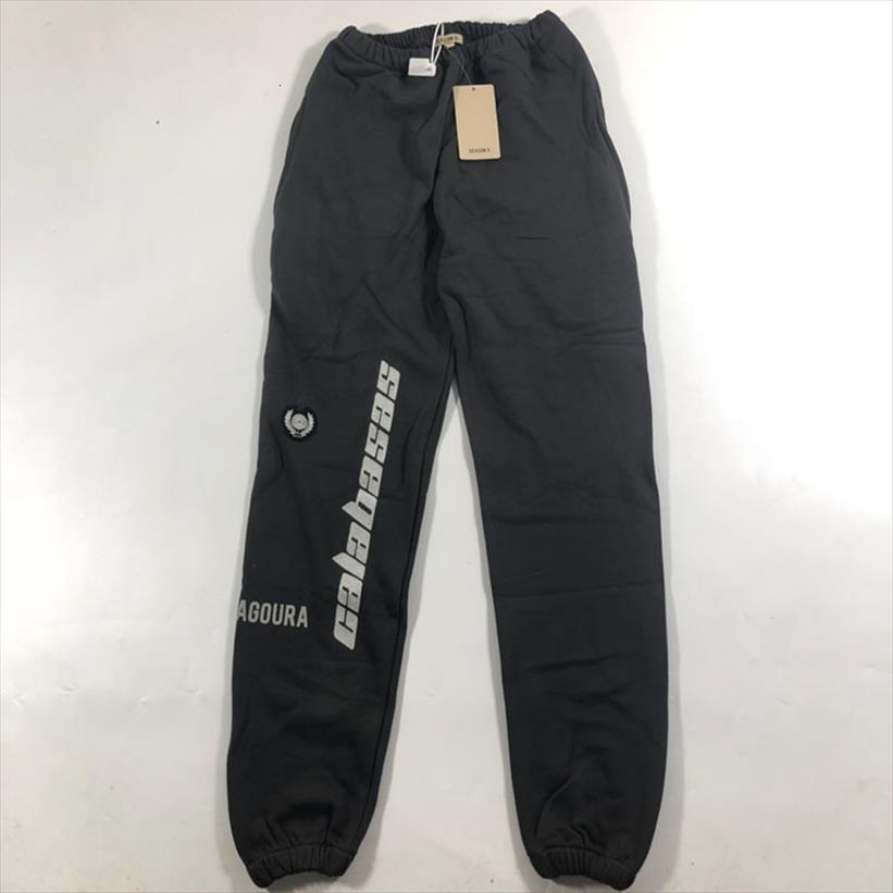 

19ss kanye west season women pant 5 sweatpants quality hip hop embroidery pants, Black