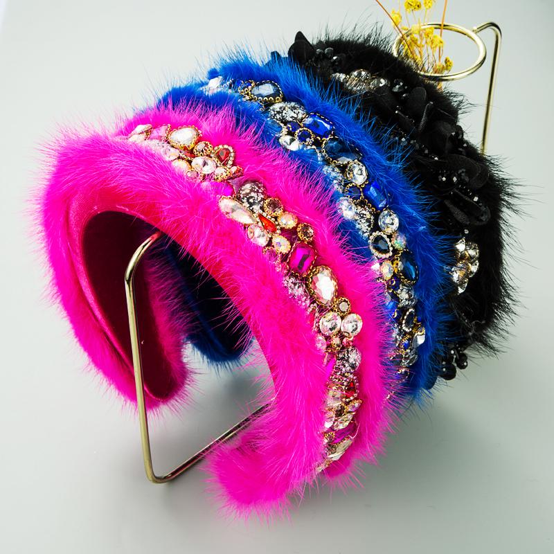 

Hair Clips & Barrettes Gorgrous European Winter Colorful Crystal Fluff Headband Elegant Sparkly Rhinestone Hairband Female Wedding Party Acc