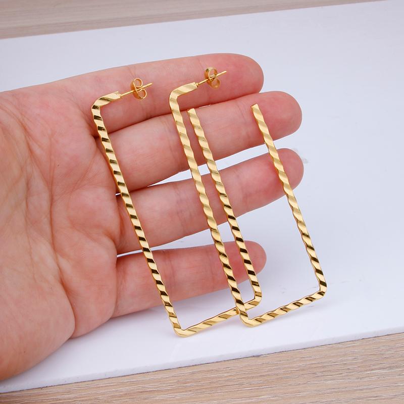 

Hoop & Huggie Stainless Steel Stud Earring For Women Gold Color Nice Shape Rectangle Ear Accessories Fashion Jewelry 2021