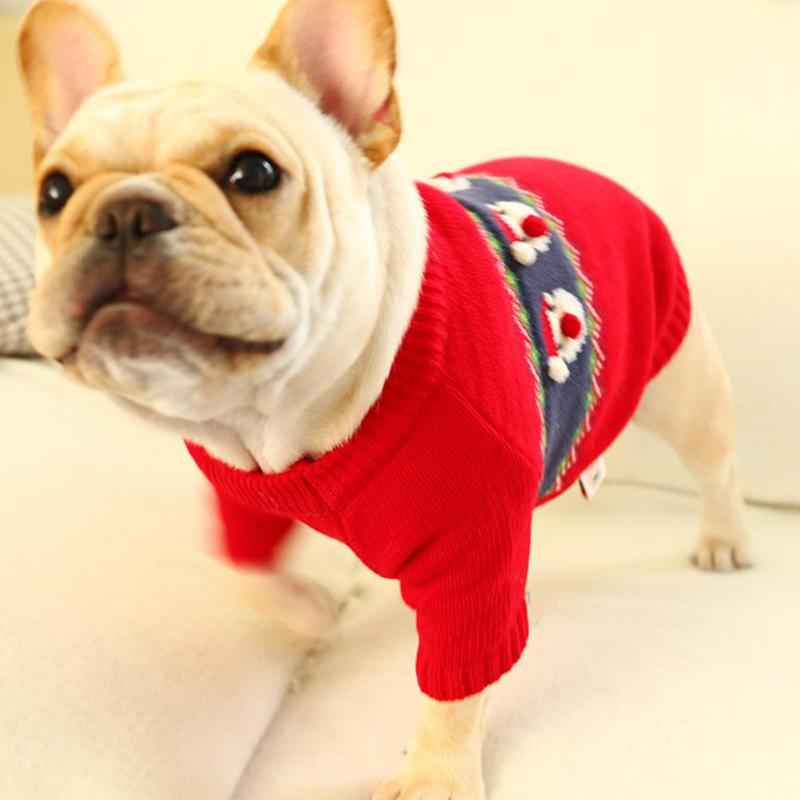 

Dog Apparel Kuulee 1pc Santa Shirt Pet Autumn Winter Year Red Sweater Fatty Clothes