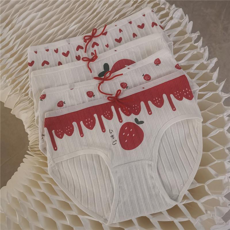 

Women's Panties Japanese Pure Cotton Underwear Cute Grass Rac, Black;pink