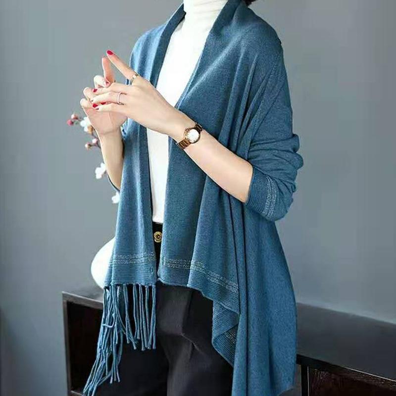 

Women's Knits & Tees 2021 Knitted Sweater Mid-length Cardigan Halter Spring Coat Thin Section, Black