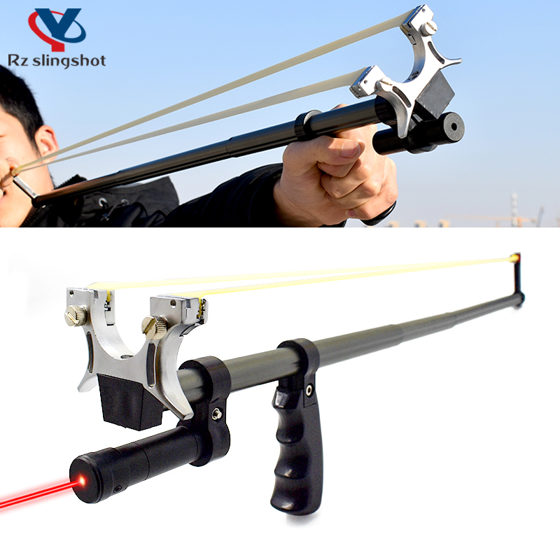 

Laser Telescopic Rod Slingshot High Power Flat Rubber Band Slingshots Outdoor Hunting Catapult Playset for Kids Toys New