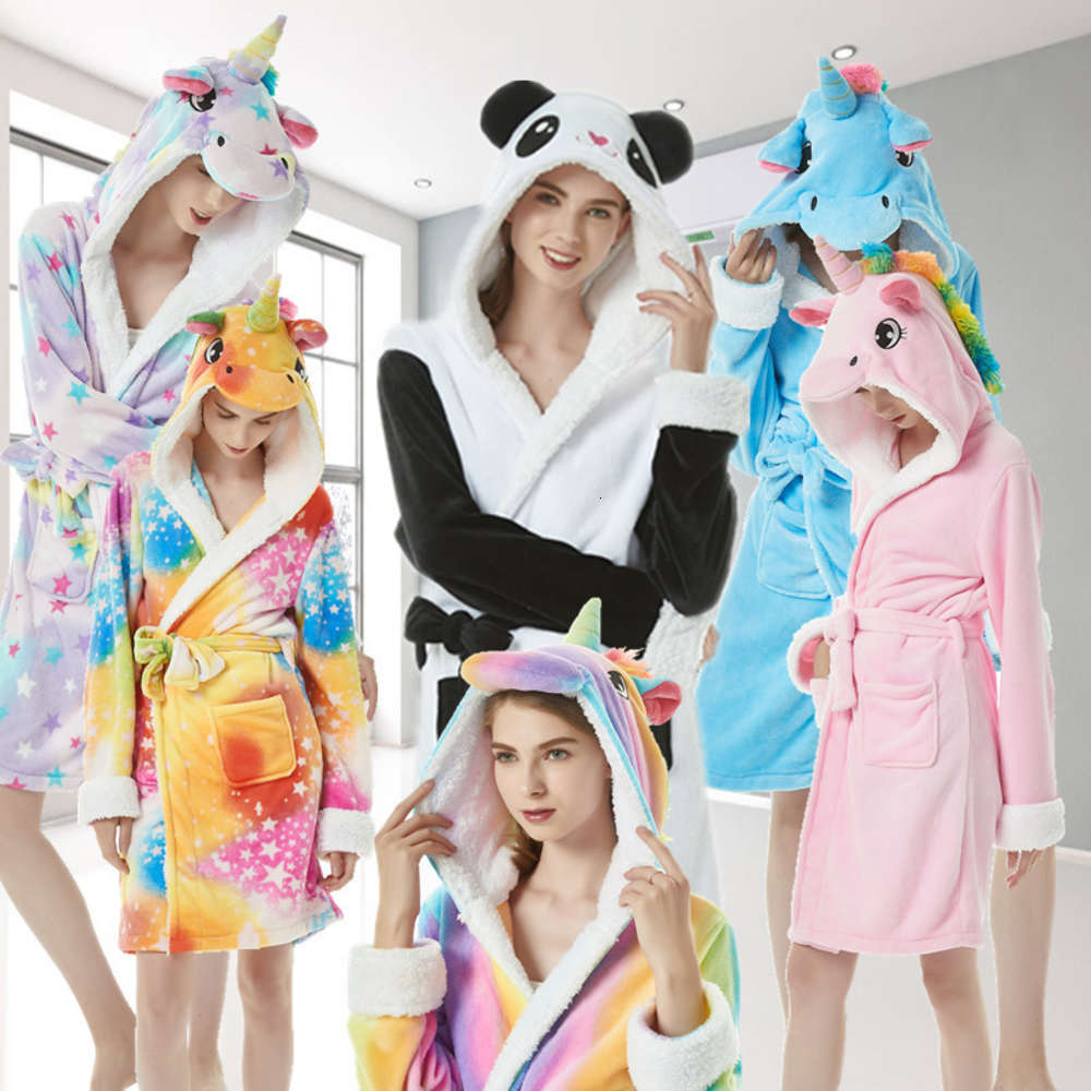 

Men's and women's flannel animal robes, Tianma pajamas, children's comfortable cotton velvet hooded housewear, adult couple bathrobes